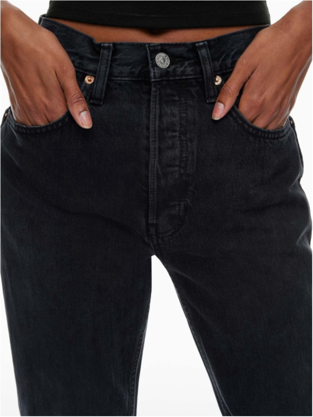 Re/Done High-Rise Loose Long Cuff Jean Size 25 Blacken Blue Aritzia - Picture 3 of 16
